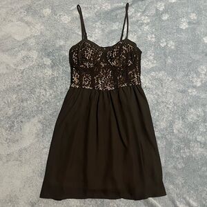 Black Lace Bodice Mini Dress